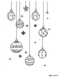 Christmas Ornament Coloring Page with Snowflakes and Stars